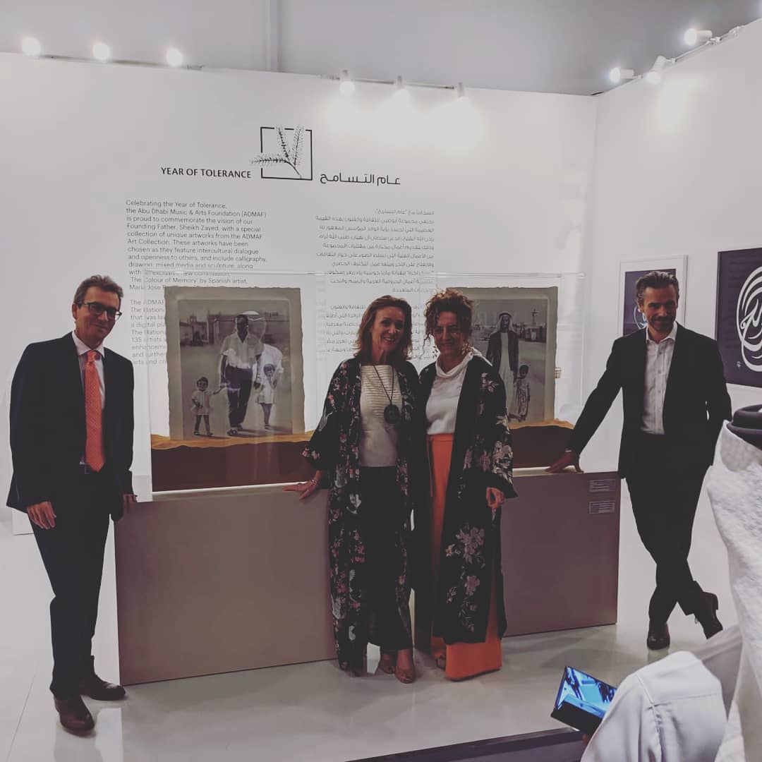 Artist Maria Jose Rodriguez Escolar @abudhabiart 2019 ... Beautiful drawings of UAE history. #mariajoserodriguezescolar #abudhabiart