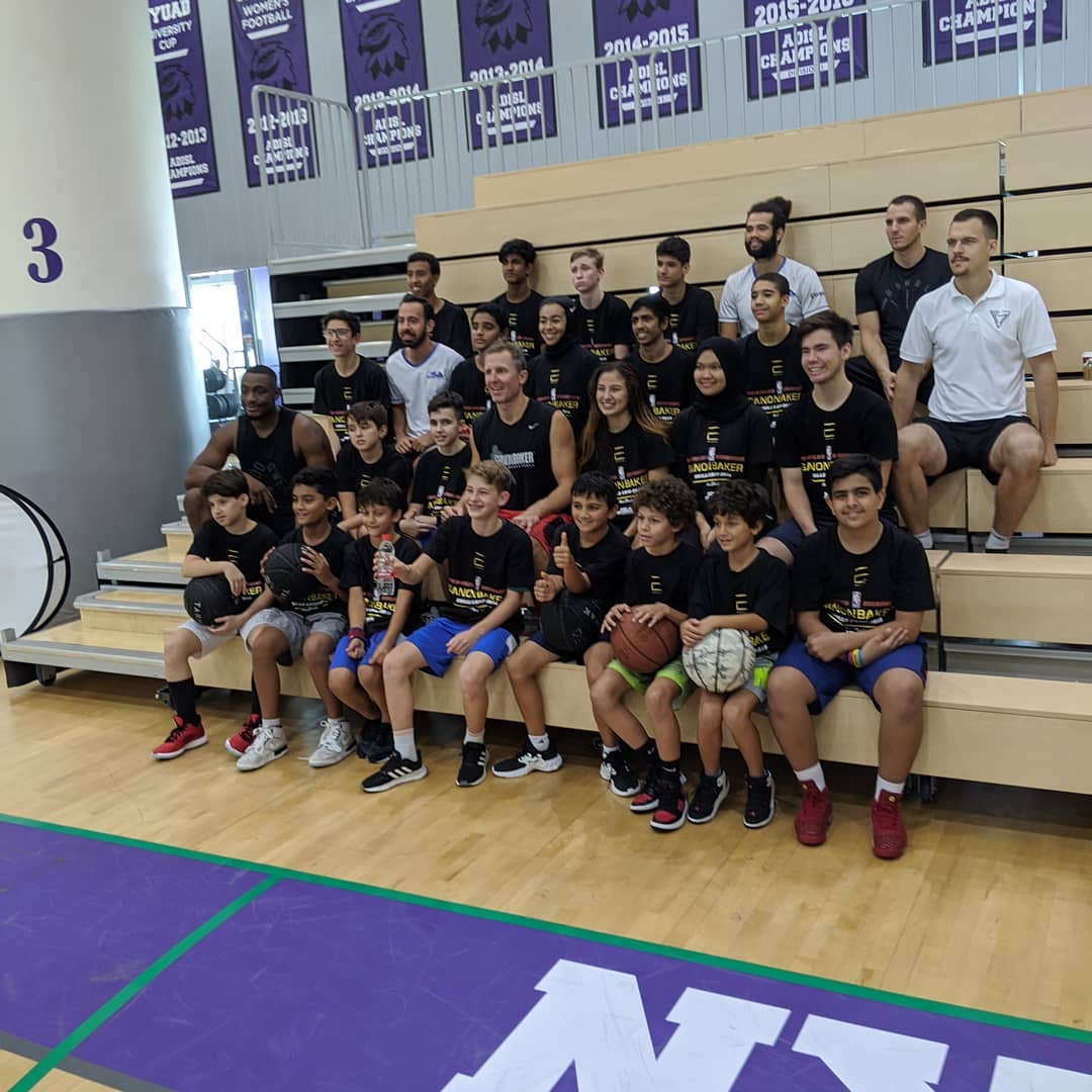 Inspirational basketball coach @ganon_baker_ giving course #inabudhabi @jumpsportsacademy / more info at lanjaronarabia.com