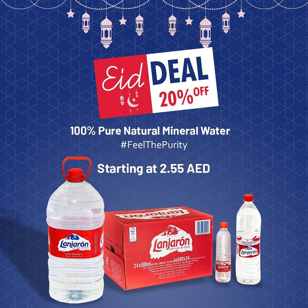 Celebrate #EID with #LanjaronFamily ❤️ #feelthepurity  And big Eid special offer now at @union.coop Barsha and Umm Suqeim all weekend long: Buy 25 bottles, get 17 bottles free!